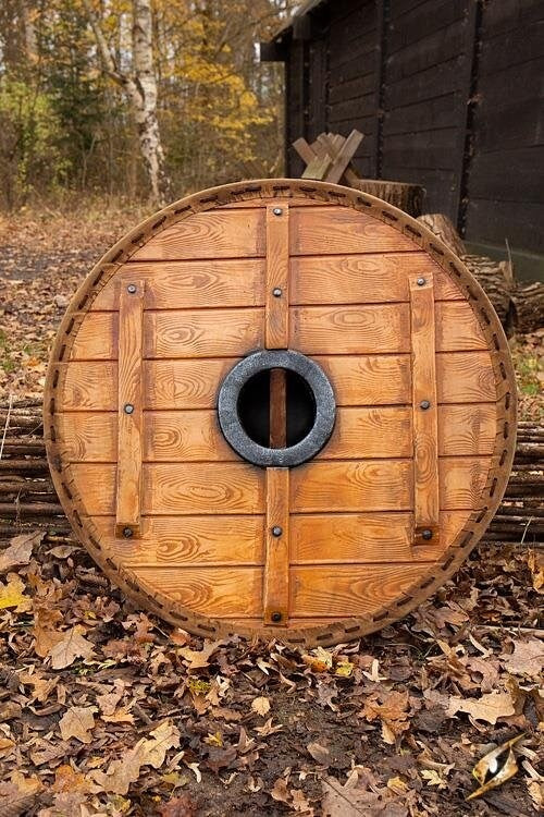 LARP shield Thegn, white-wood, 70 cm