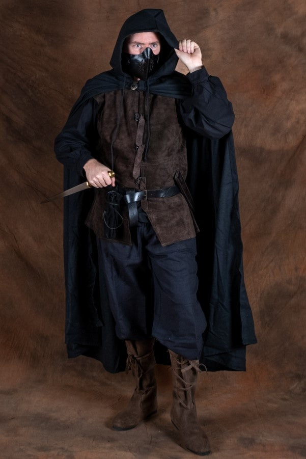 Mezza maschera Mempo in pelle, nera