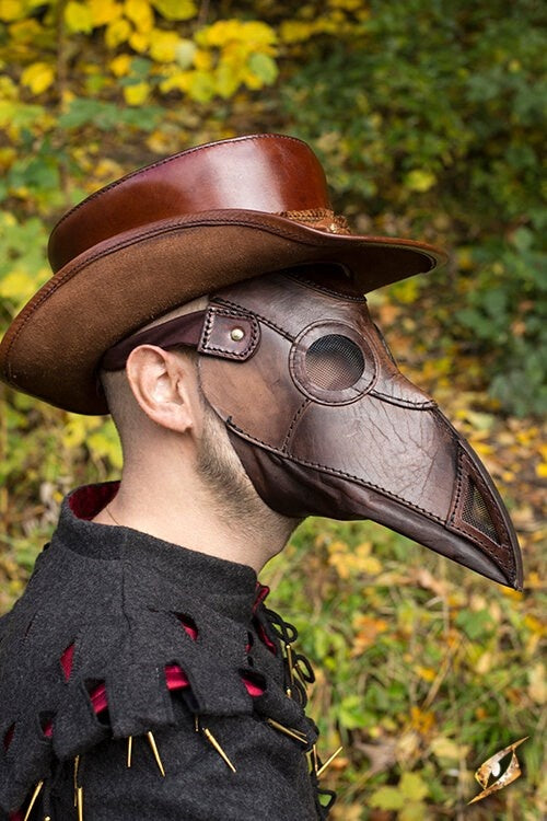 Leather mask plague doctor, brown