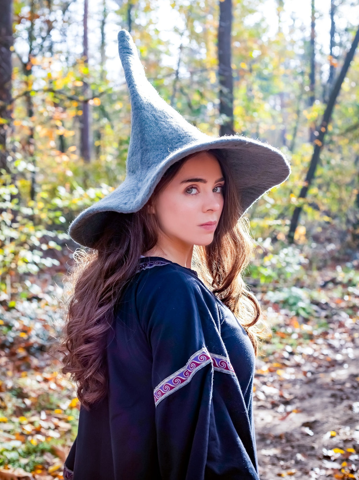 Witches hat, grey, wool felt