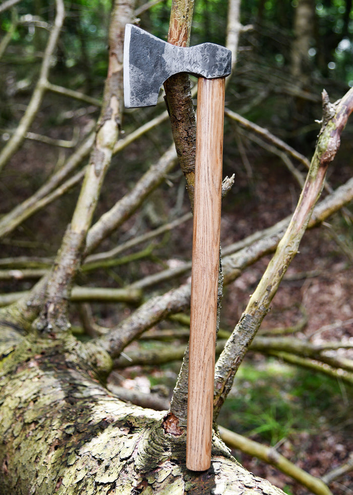 Viking axe, hand-forged steel, type D, semi-sharp