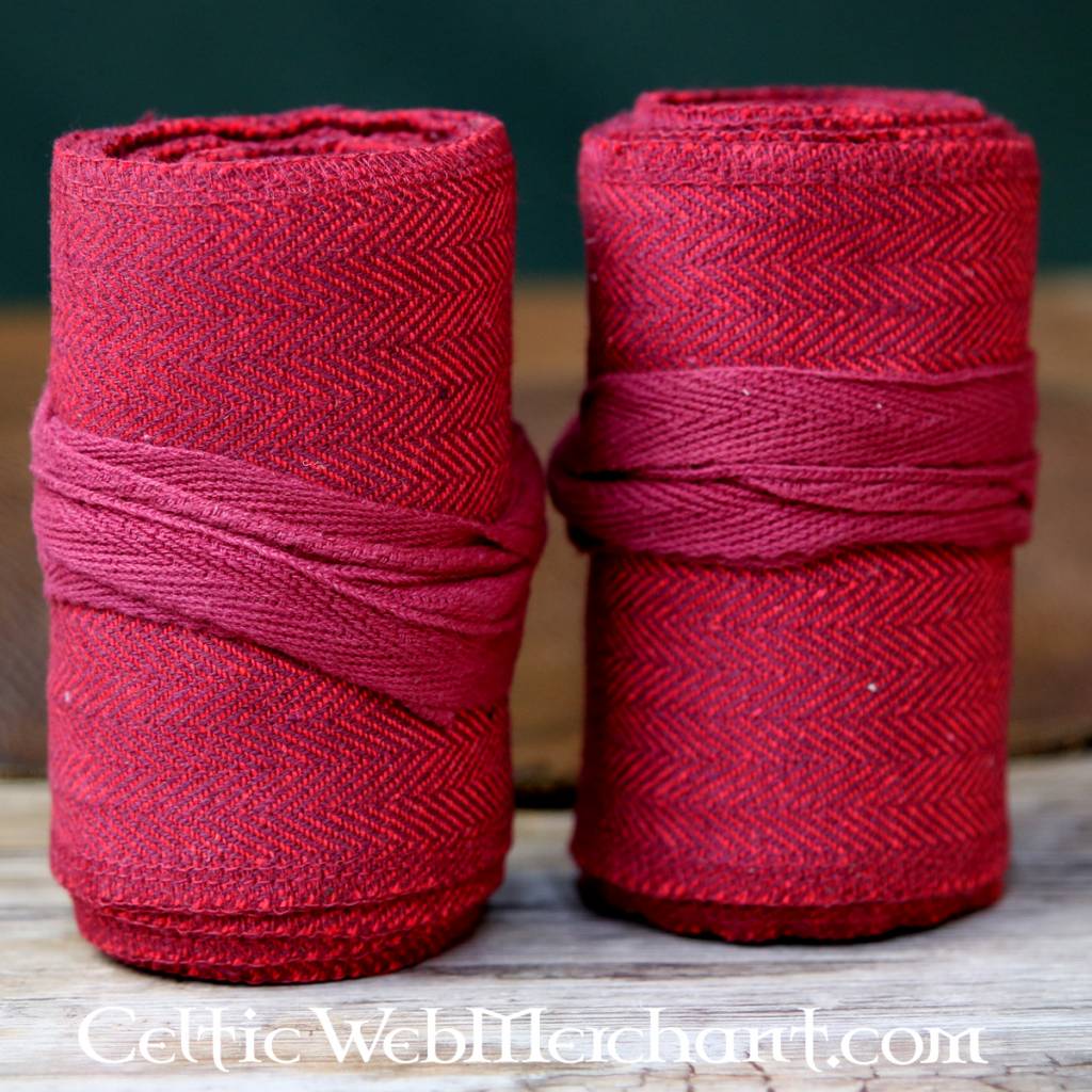 Leg wrappings with herringbone motive, red