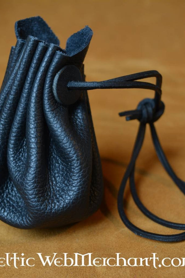Soft leather pouch, black