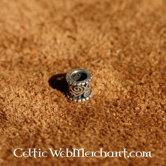 Medieval hair & beard bead, sterling silver