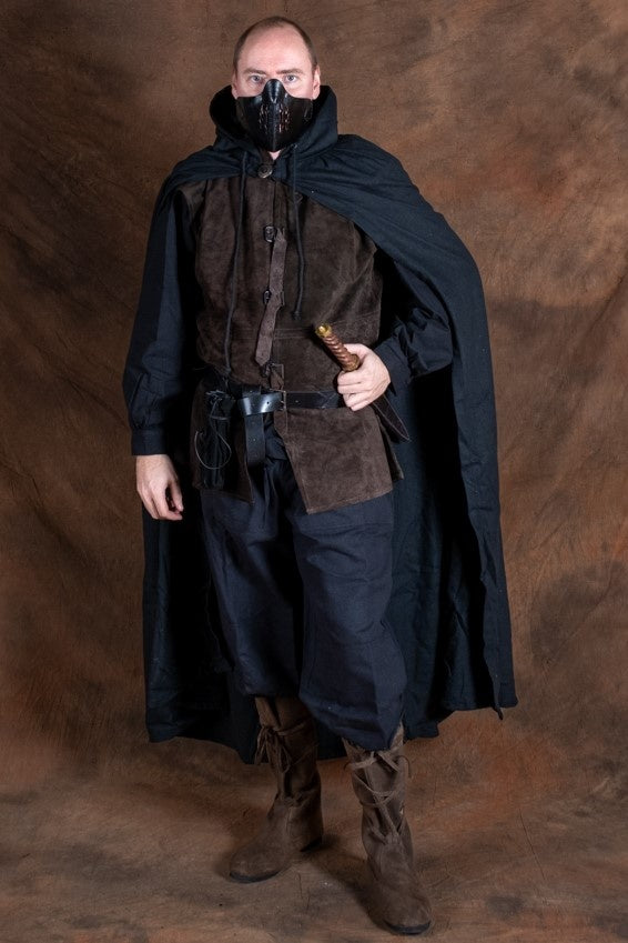 Mezza maschera Mempo in pelle, nera