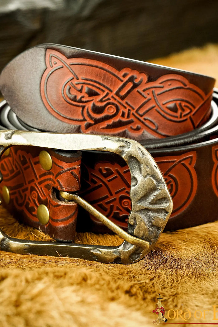 Viking belt with dragons, 130 cm, brown