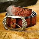 Viking belt with dragons, 130 cm, brown