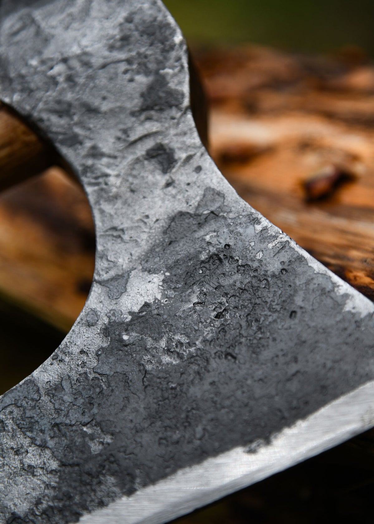 Viking axe, hand-forged steel, type D, semi-sharp
