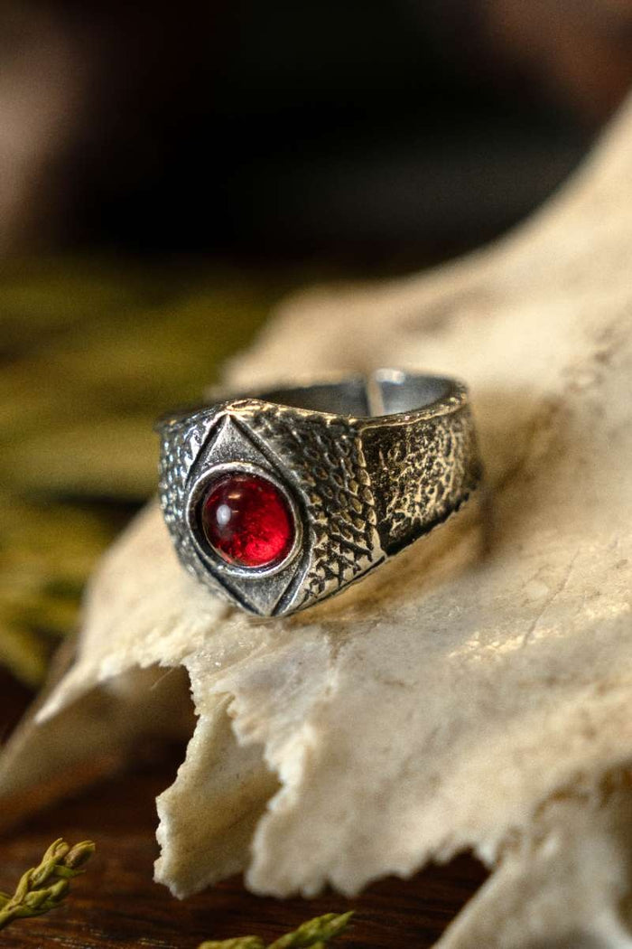 Medieval ring, red, pewter