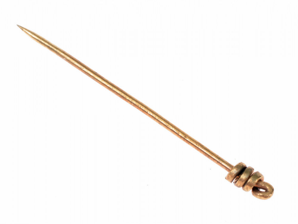 Medieval pin for headwear, brass