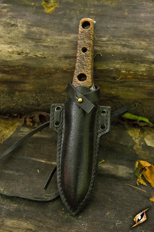 LARP throwing/thrust knife with holder, black