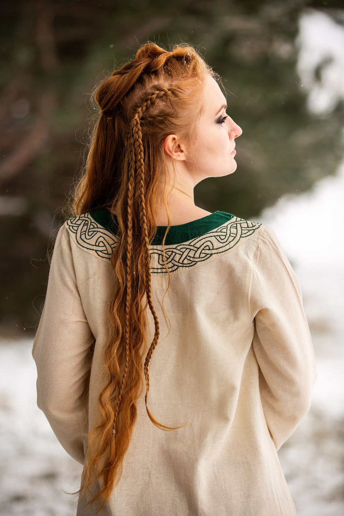 Viking dress Lagertha, natural-green