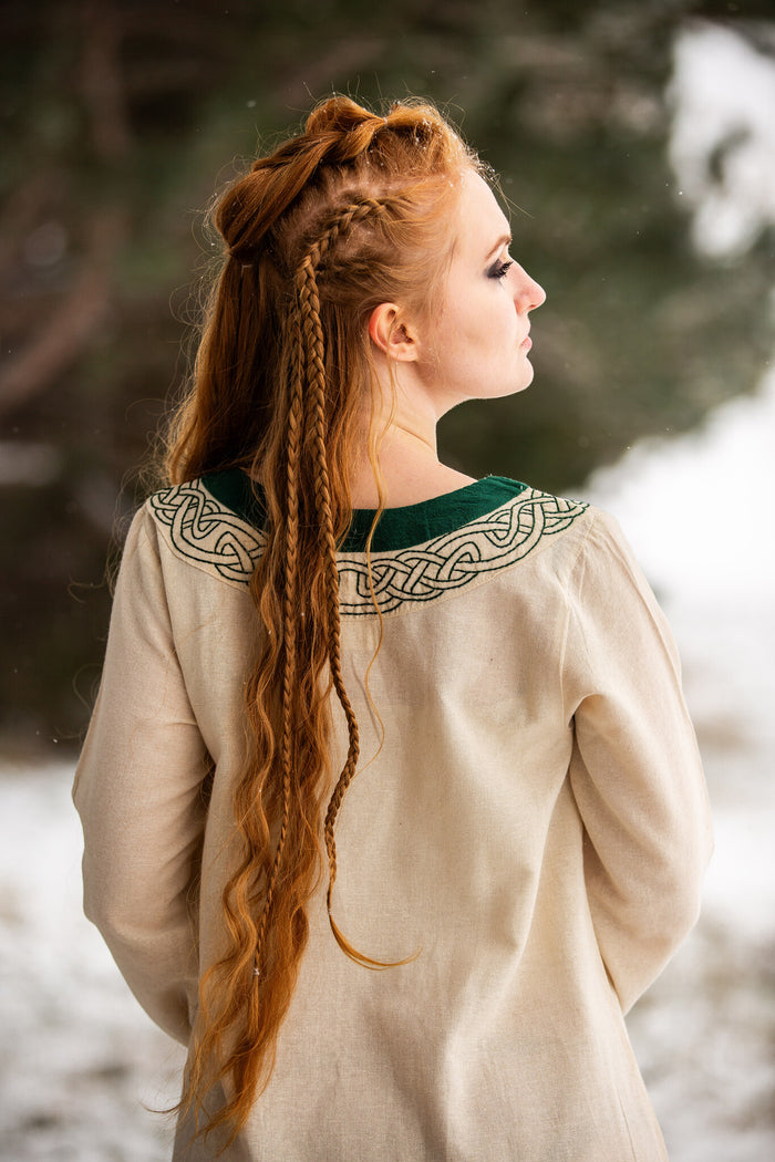 Viking dress Lagertha, natural-green