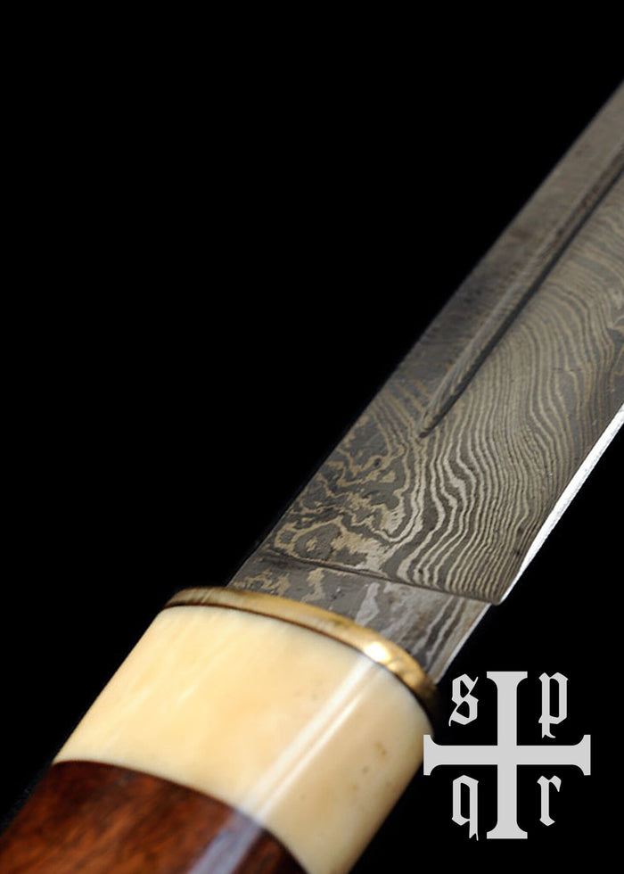 Viking seax Wexford, Damascus steel, semi-sharp