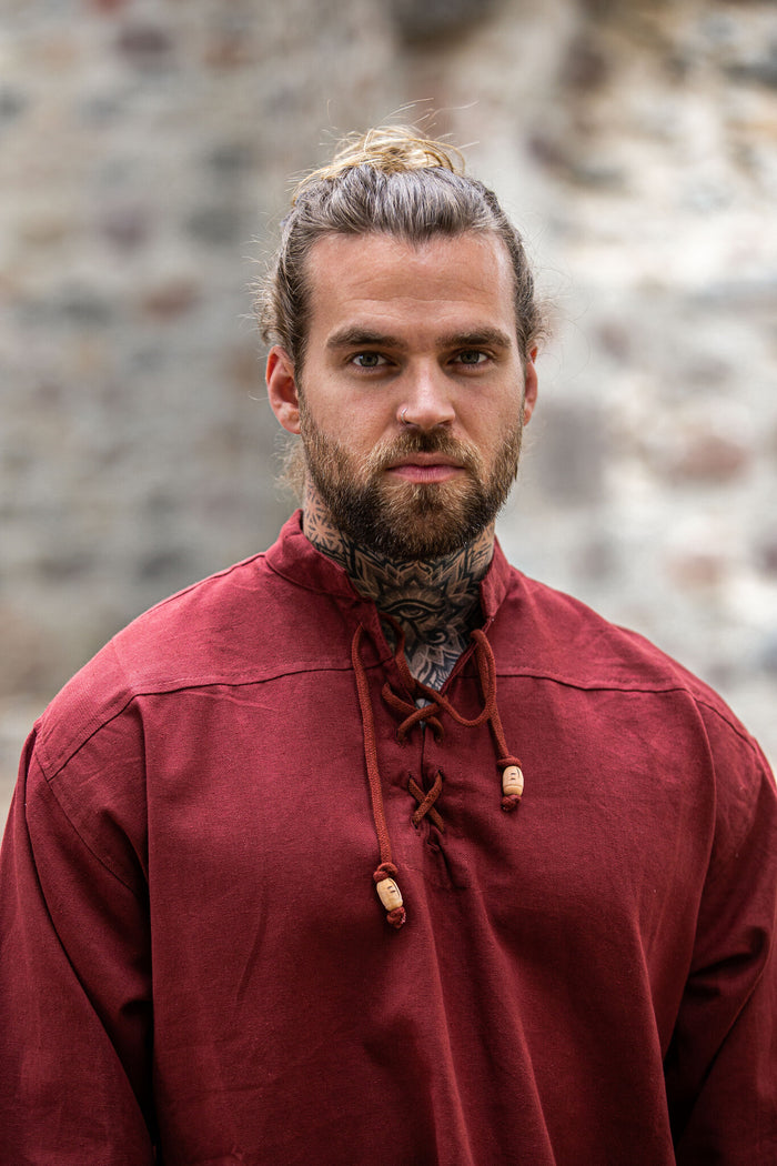 Hand-woven shirt, red