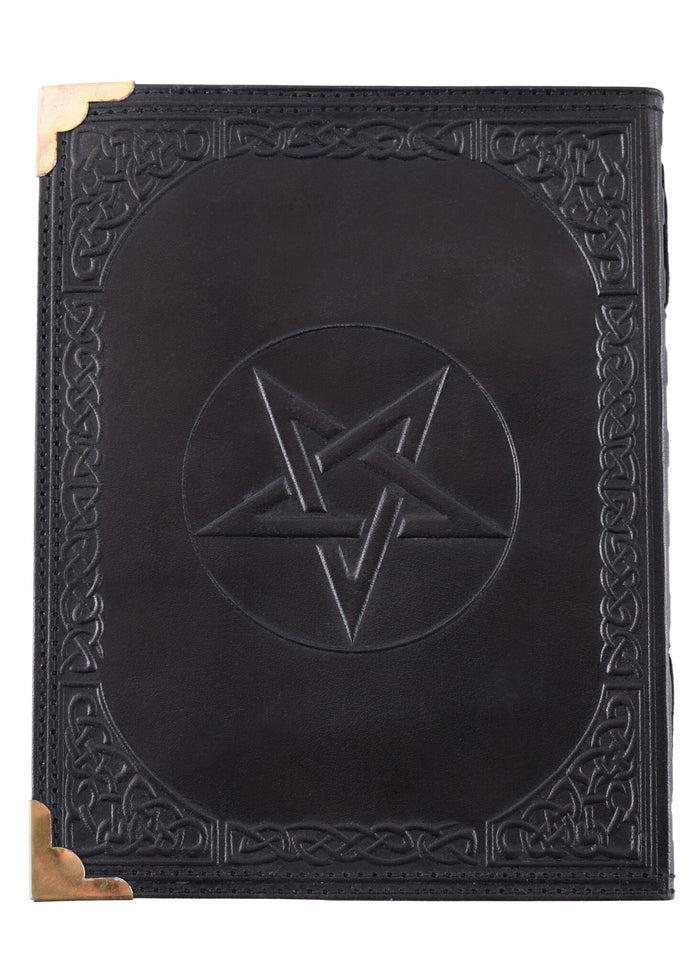 Black Leather book with Pentagram, approx. 23 x 18 cm