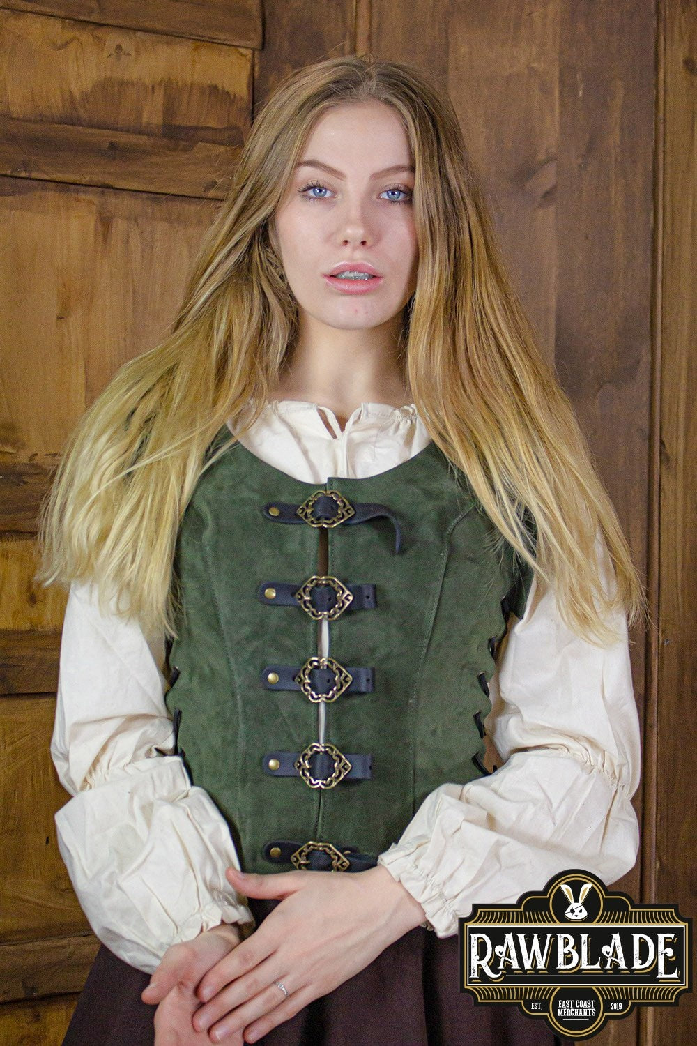 Leather bodice Julienne, green