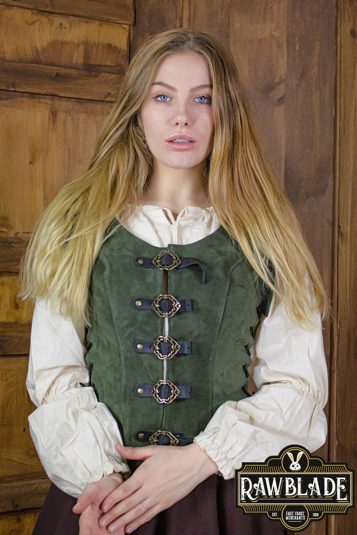 Leather bodice Julienne, green