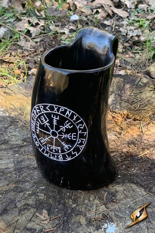 Vikingehornkrus Vegvisir, mørkt, 0,5 l (500–650 ml)