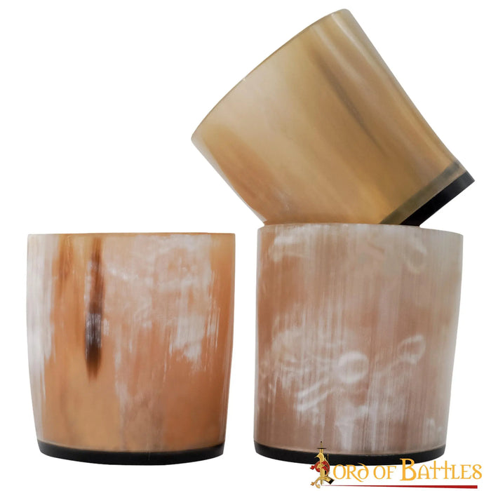 Three horn shot glasses, 100-200 ml