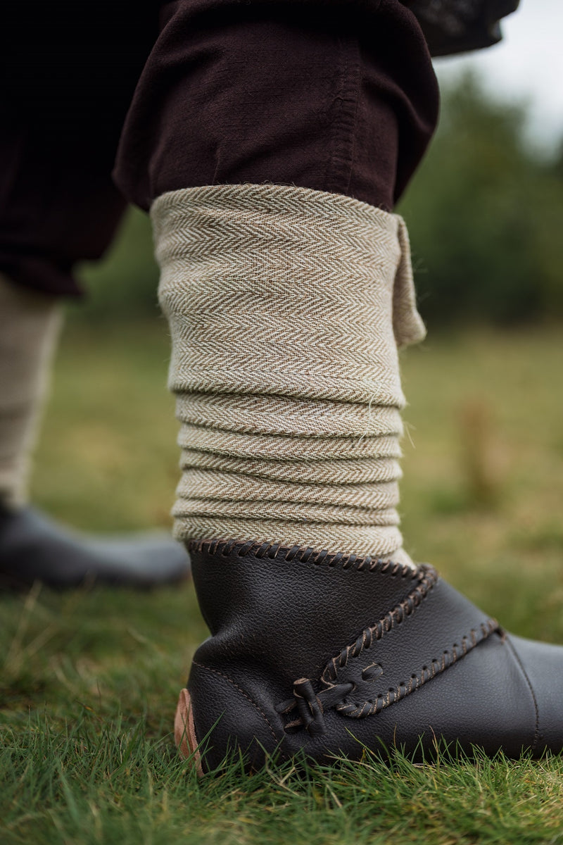 Fasce per le gambe a motivo spina di pesce Halfdan, naturali