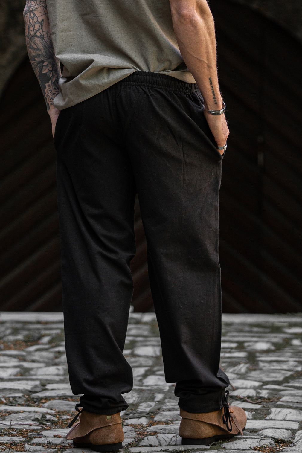 Cotton trousers, black