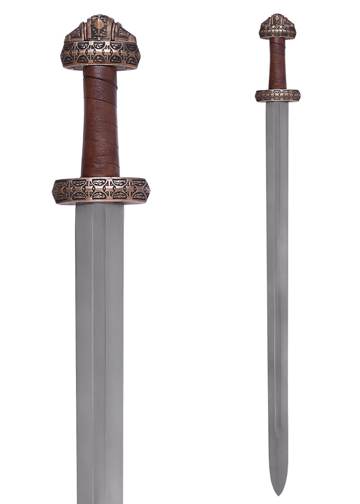 Viking sword island Eigg, leather grip, tempered, semi-sharp