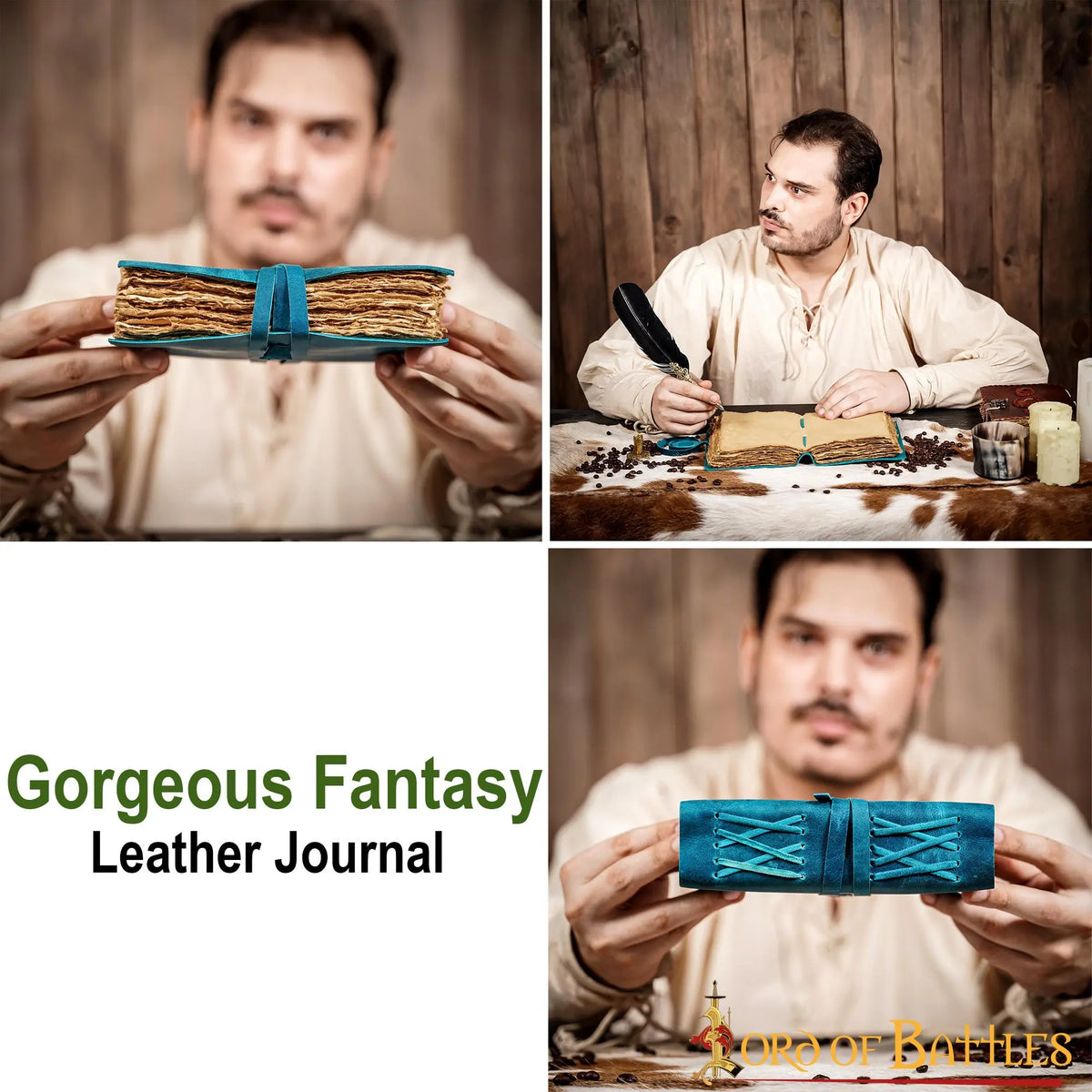 Leather journal fantasy, blue