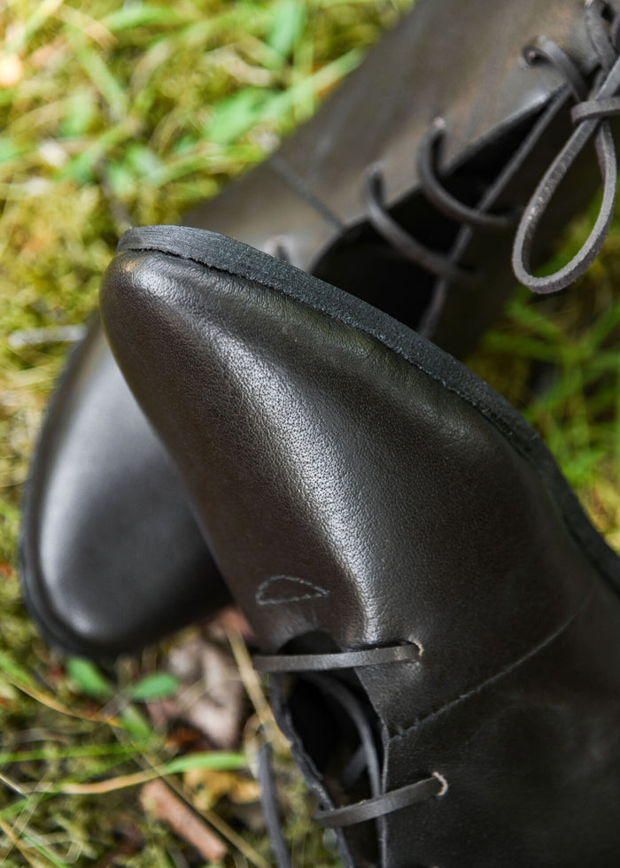 Ankle boots with hobnails, medieval, brown