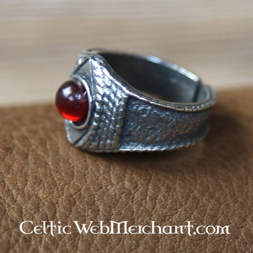 Medieval ring, red, pewter