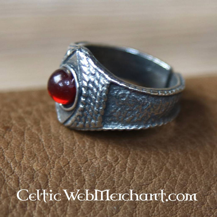 Medieval ring, red, pewter