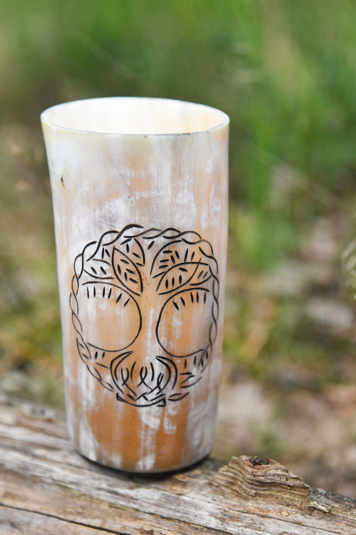Horn drinking cup Yggdrasil, 100-200 ml