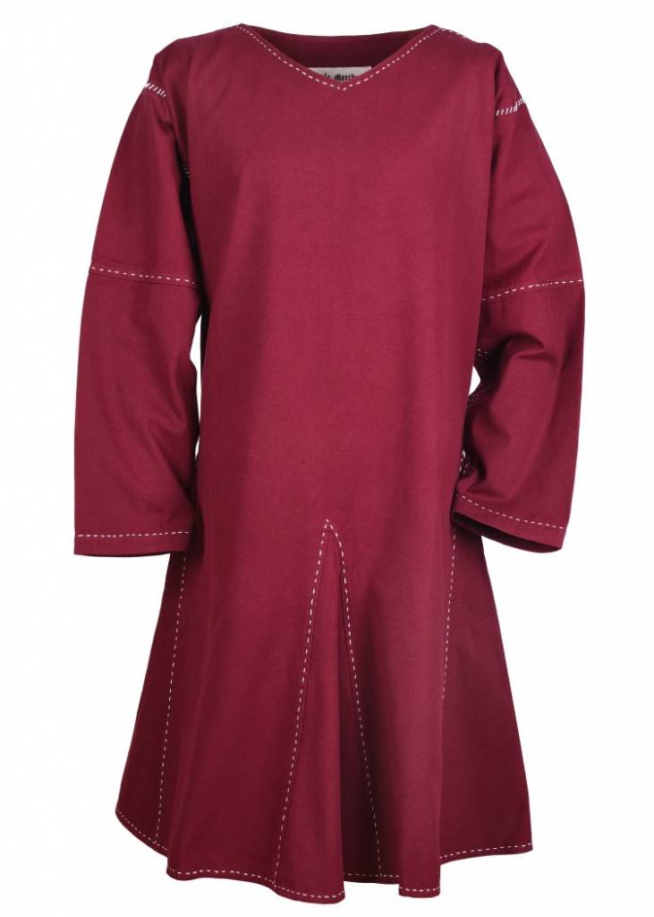 Medieval tunic Kragelund hand-stitched finish, bordeaux red
