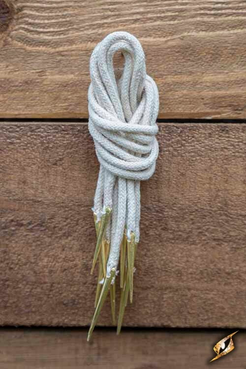 Tie laces with aiglets, set of 6, natural