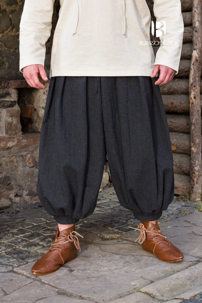 Rusvik Viking trousers Borys, herringbone pattern, black/grey, wool mix