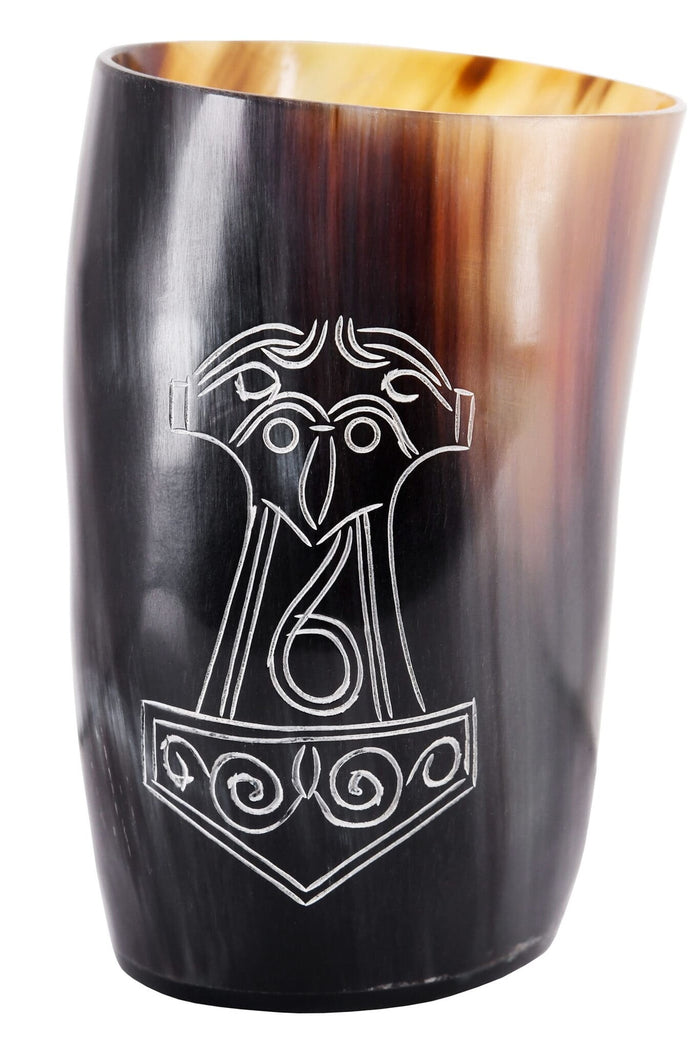 Horn drinking cup Mjolnir, 100-200 ml