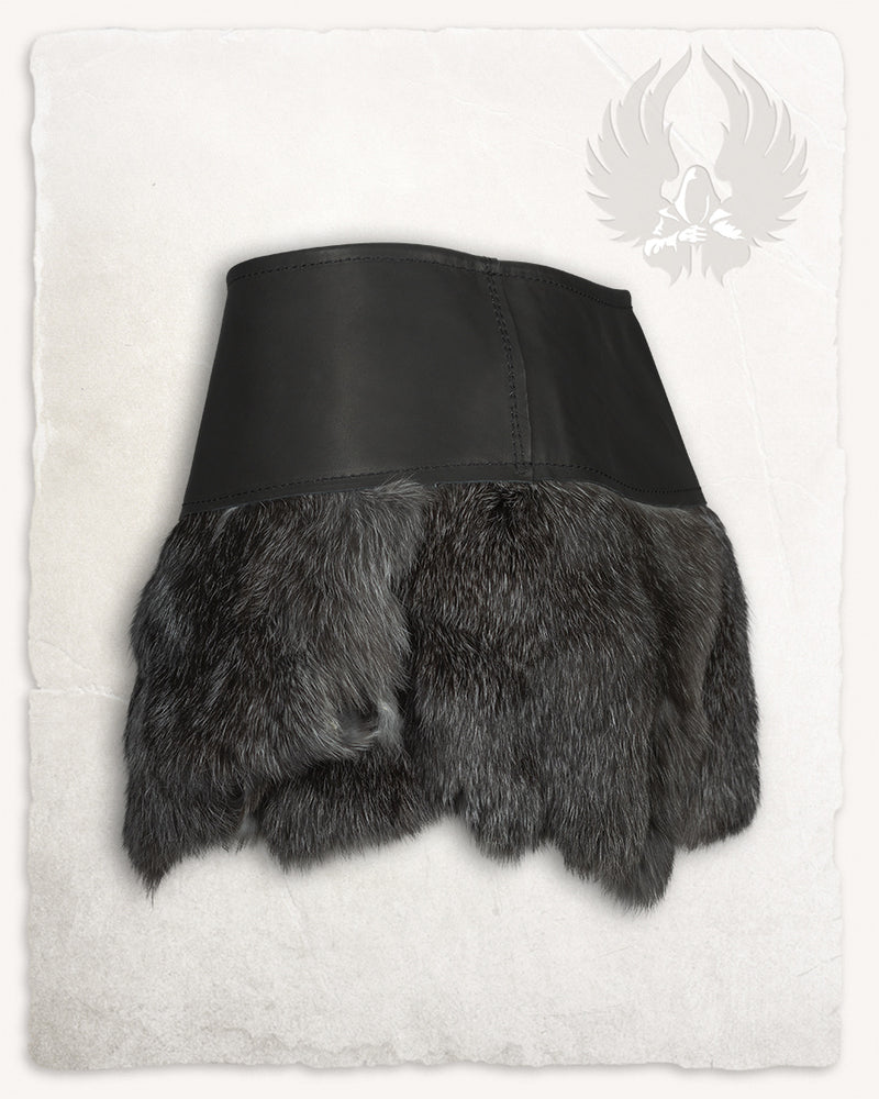 Karya fur skirt with dragon, black