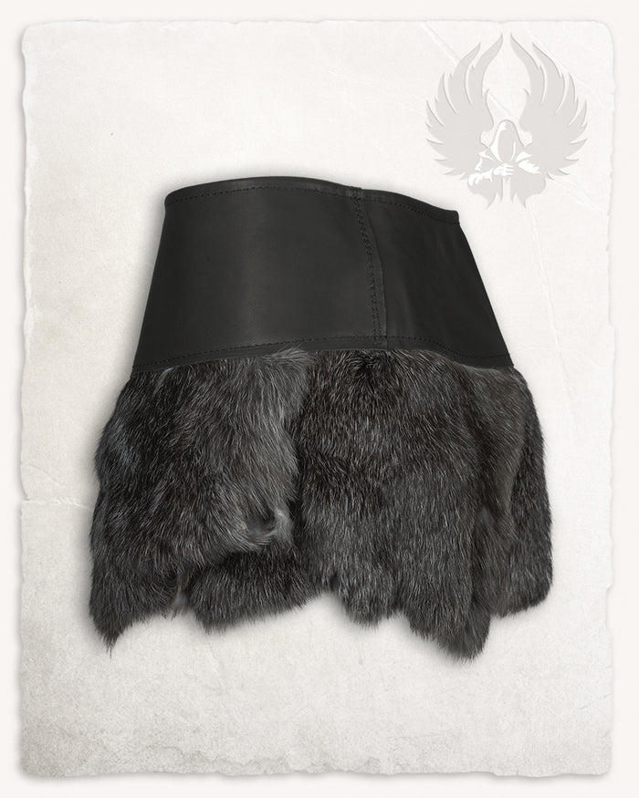 Karya fur skirt with dragon, black