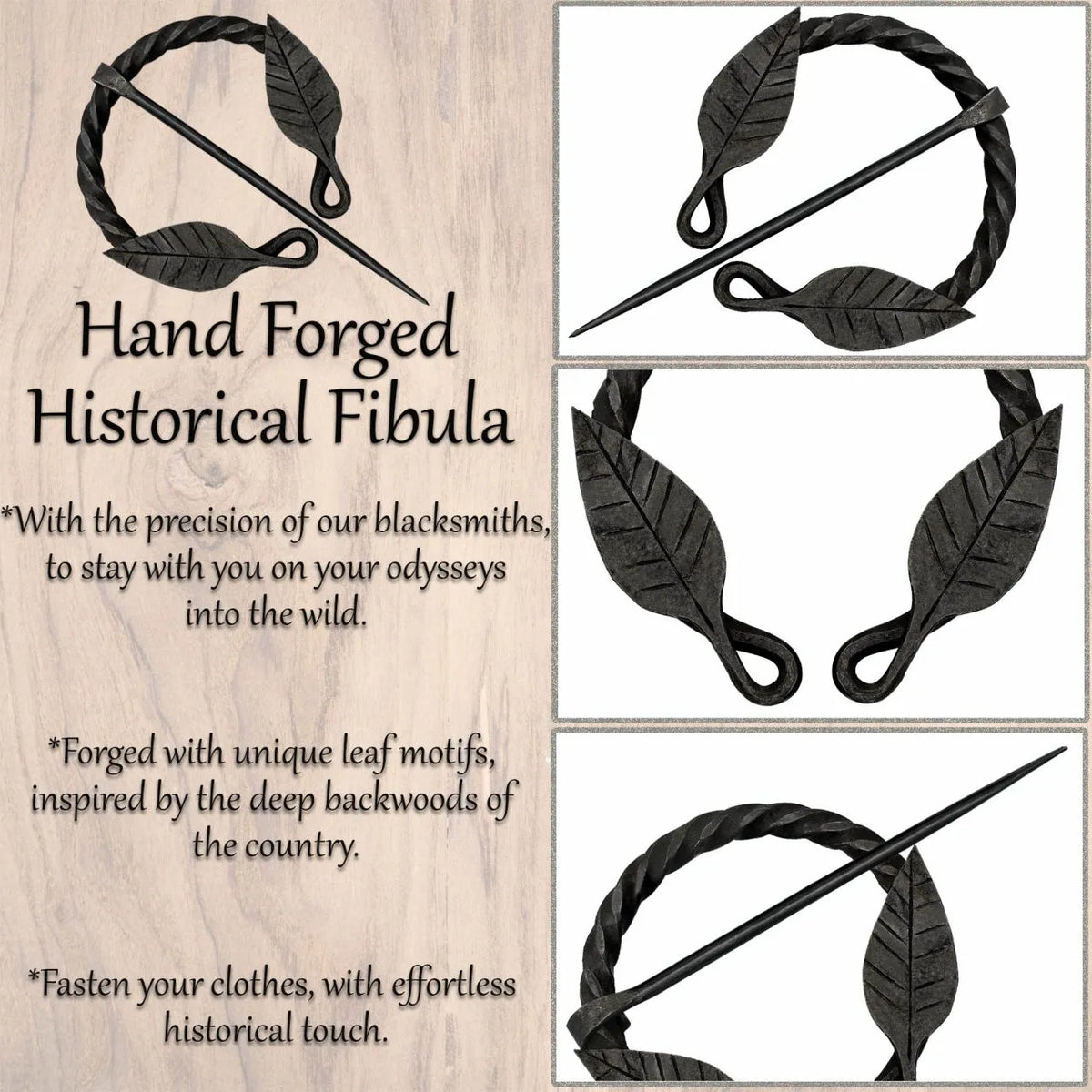 Twisted horseshoe fibula with leaf motif, iron
