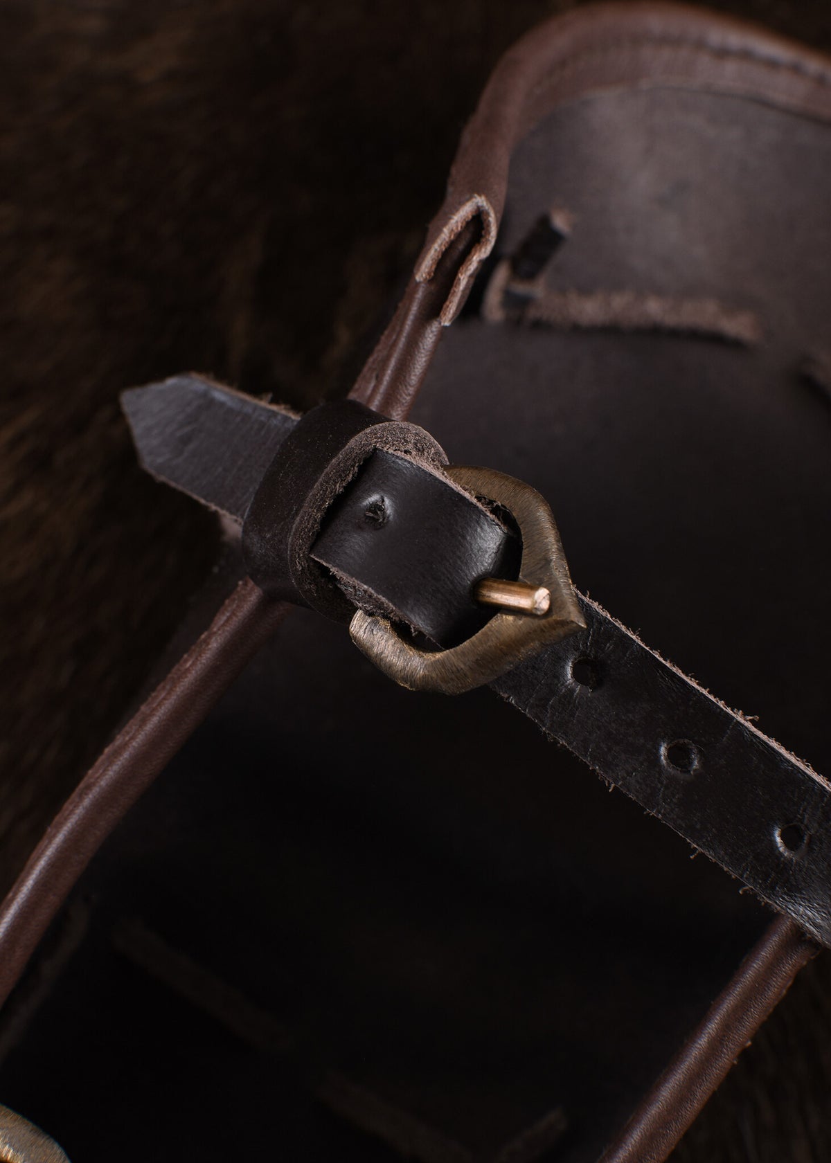 Aerdwulf leather bracer, forearm protector, with metal strips