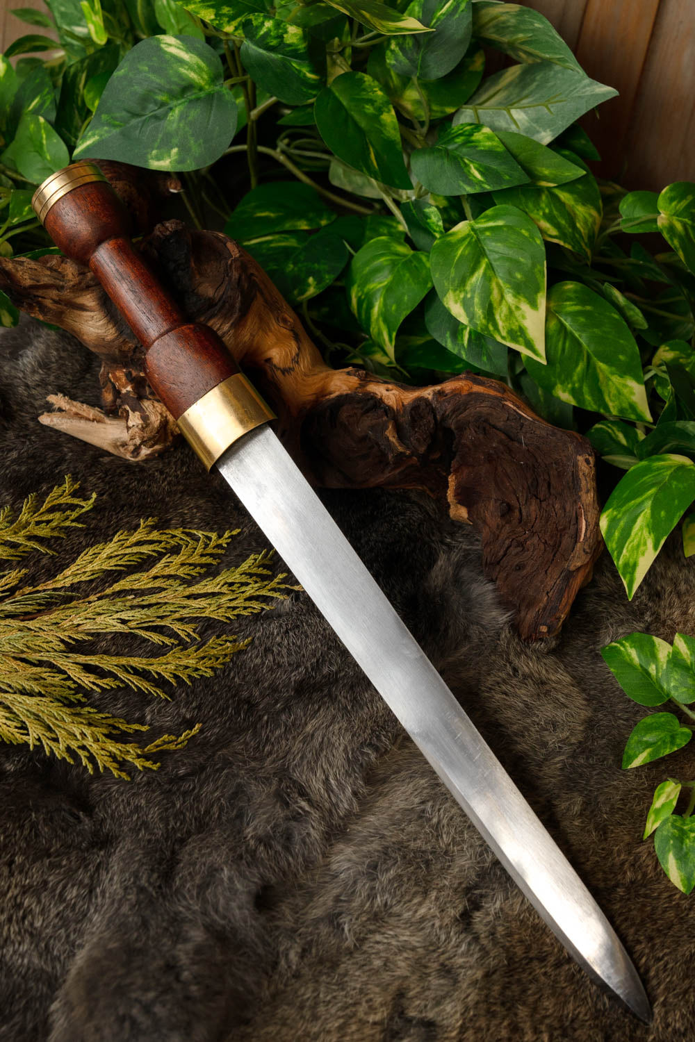 Sgian achlais with knife and fork, semi-sharp