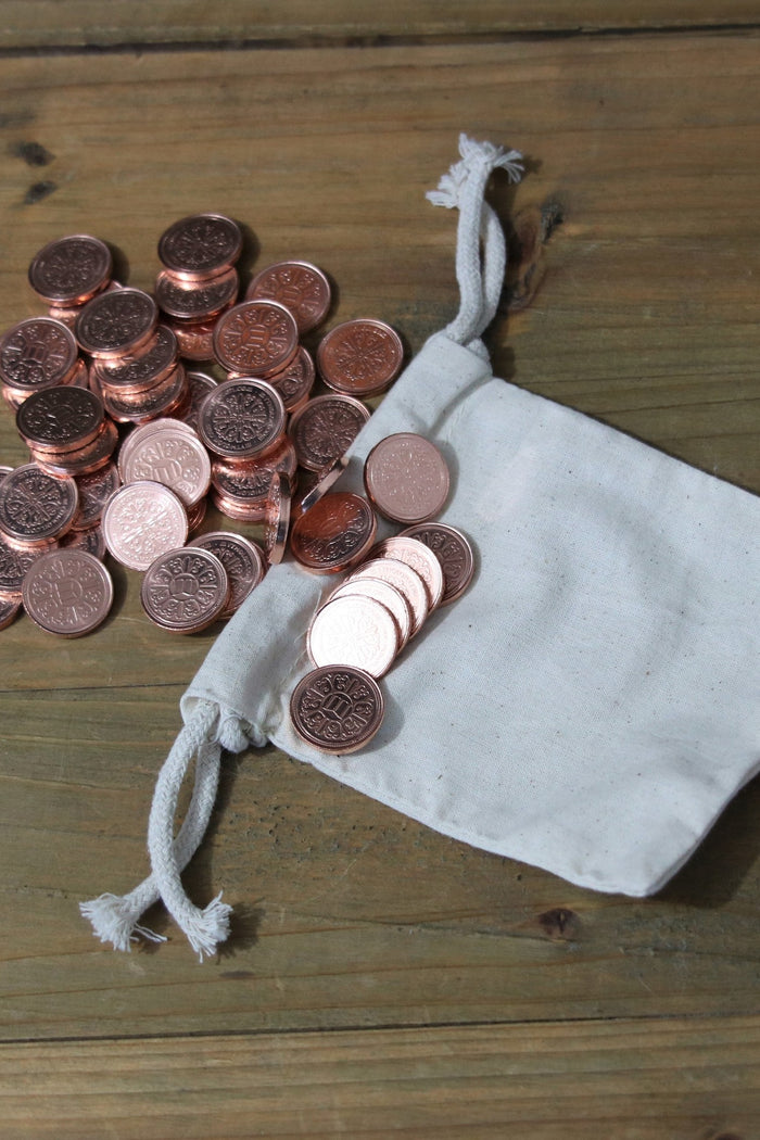 50 LARP coins with money pouch