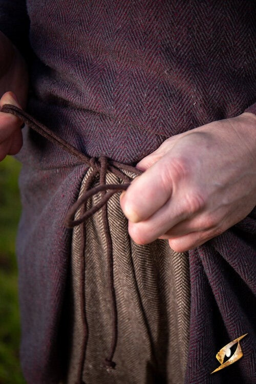 Spodnie Rusvik Ull, wzór jodełkowy, mieszanka wełny, jasnobrązowe