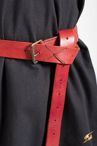 Leather X-belt, red, 160 cm