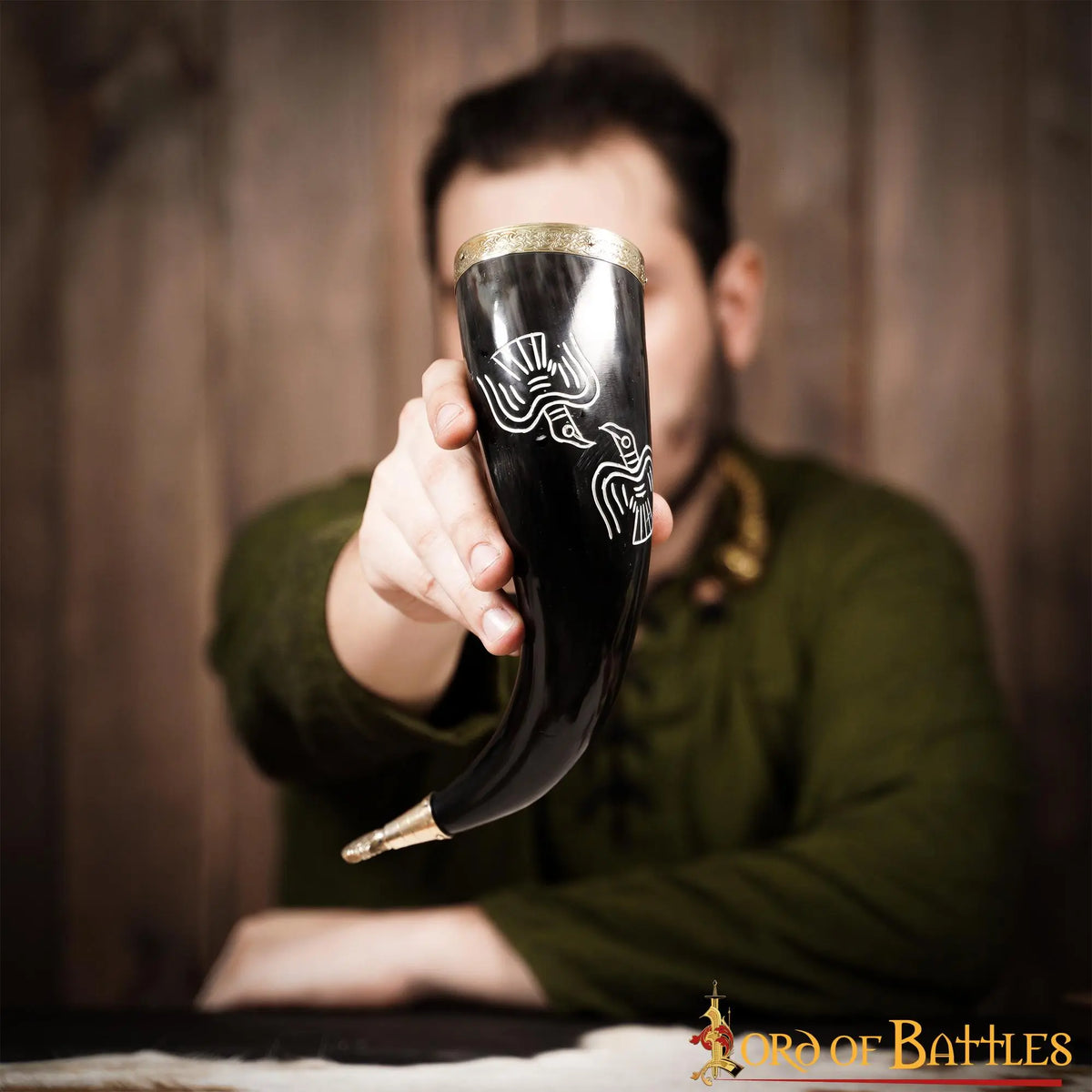 Engraved Odin drinking horn, 300-500 ml