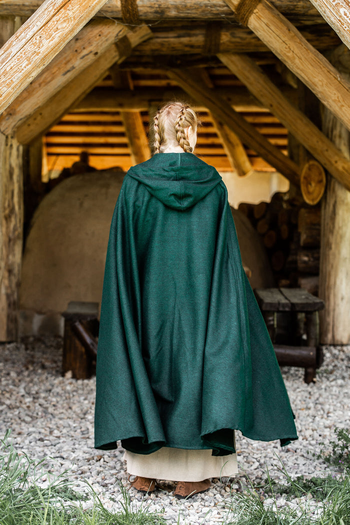 Medieval cloak Karen green, wool mix