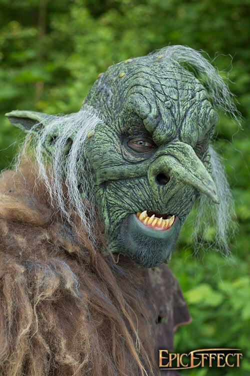 Mask Goblin Overlord with grey hair