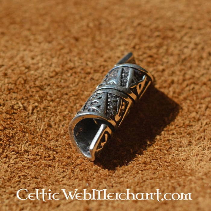 Beard bead with runic inscription, sterling silver