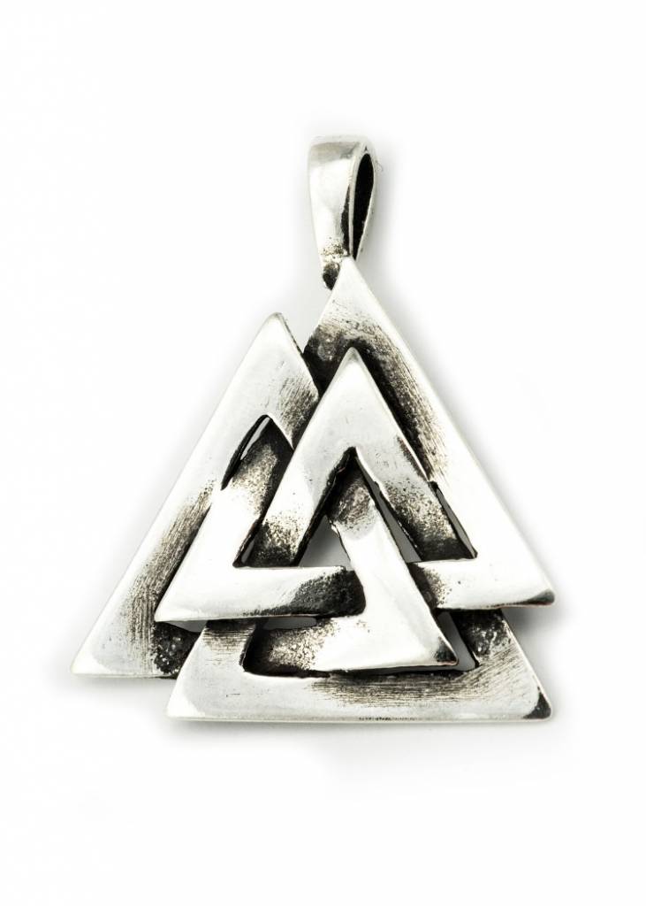 Viking valknut amulet Oseberg silvered bronze
