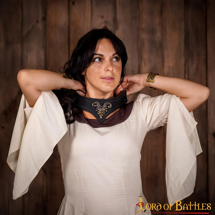 Leather tiara Estel, black
